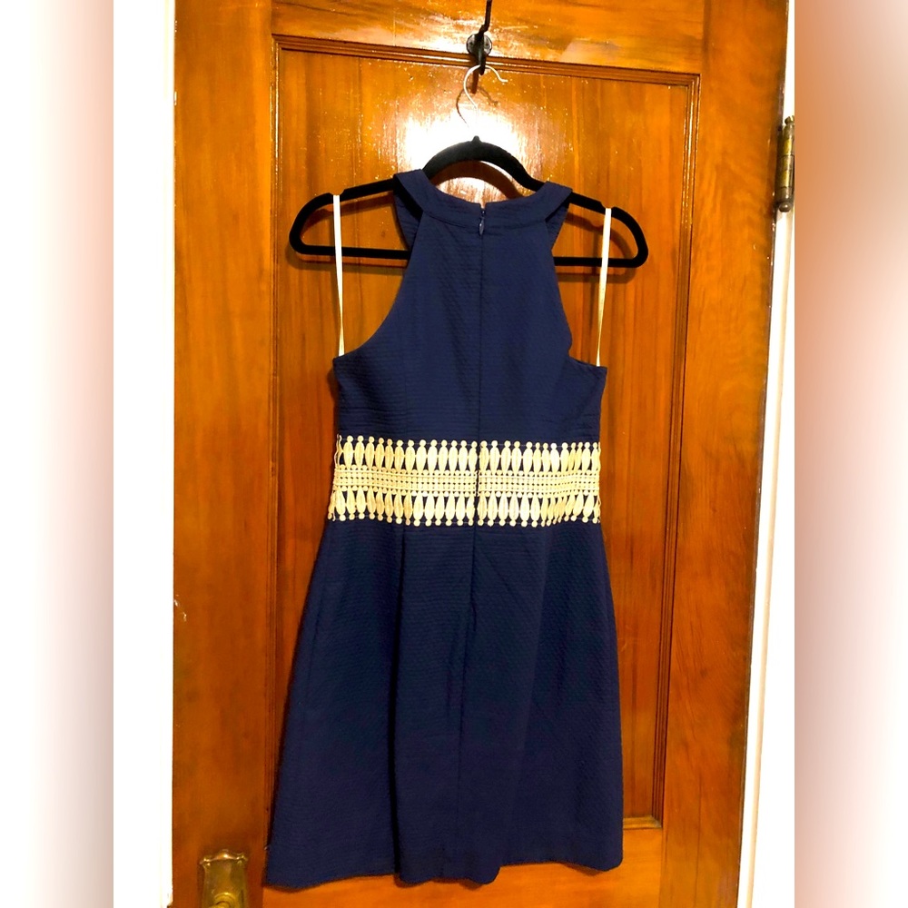 Lily Pulitzer Halterneck Blue & Gold Dress